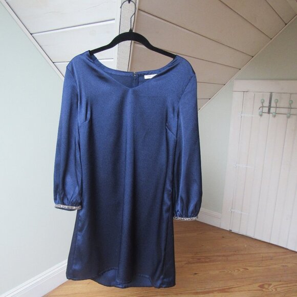Skies are Blue Women's Blue Satin Dress Size Small - Picture 1 of 4